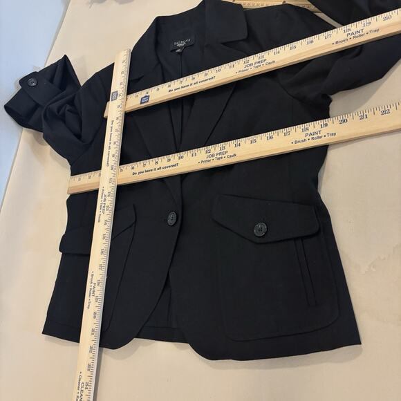 Talbots Women Black Jacket 12P Long Sl Collar Notch Clueless Preppy Office Siren - Picture 10 of 11